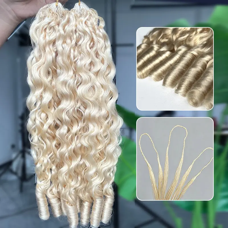 ISEE HAIR 613 Blonde Crochet Human Hair Extensions Burmese Curly & Body Wave – Pre-Looped Boho Braids Hair, Knotless Crochet Braids, Goddess Protective Style, Natural Volume Hair Summer Styles #SummerWins #DealsforYouDays campingessentials