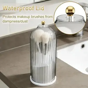 Sliding Lid Toothbrush Holder, Rotatable 3-Tier Bathroom Storage Box, Countertop Toothbrush & Toothpaste Rack, /