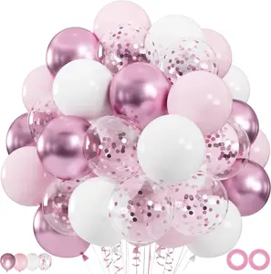 [New Deal] 100pcs Pink and white Balloons Set ,Metallic Pastel Pink for Birthday,Wedding, Bridal Princess Theme Party Decorations
