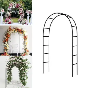 Iron Pergola Arbor Practical, 7.9 Feet High x 4.6 Feet Wide, Assemble Easily for Various Climbing Plant Wedding Garden Arch Bridal Party Decoration Wide Arbor