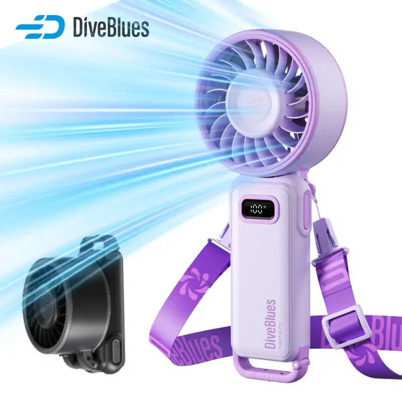 Ocoopa&DiveBlues Powerful Portable Handheld Turbo Fan - 100 GearWind, 3600mAh Battery-Powered, 15H Use, 3-in-1 Rechargeable, Compact Storage for Outdoor Travel Working Summer Heat Relief, Powerful Portable Fans