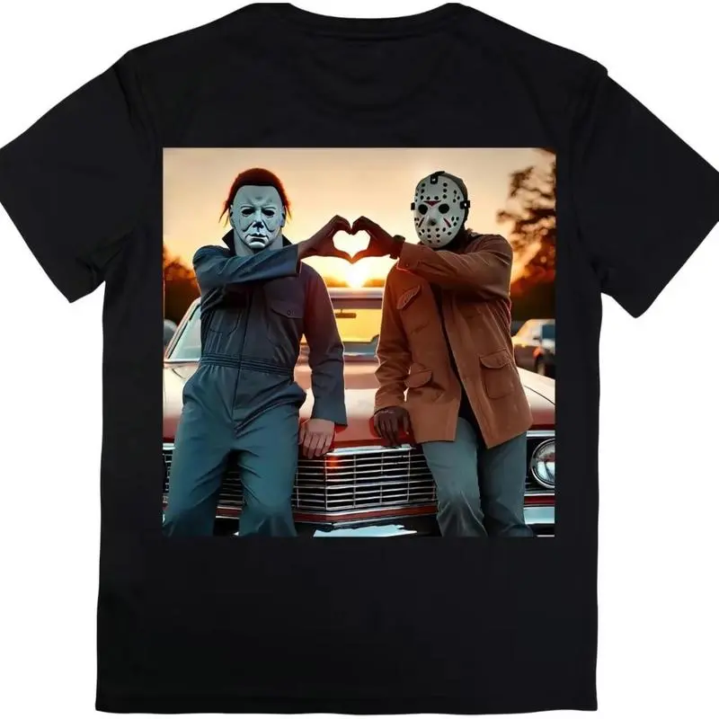 90s Vintage Retro Heart Hands Michael andJason Halloween TShirt vintage top Casual streetwear summer top Give him/her a gift