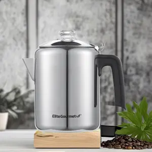EC008 Classic Stovetop Coffee Percolator - 8-Cup, Stainless Steel with Glass  Brew Progress Knob