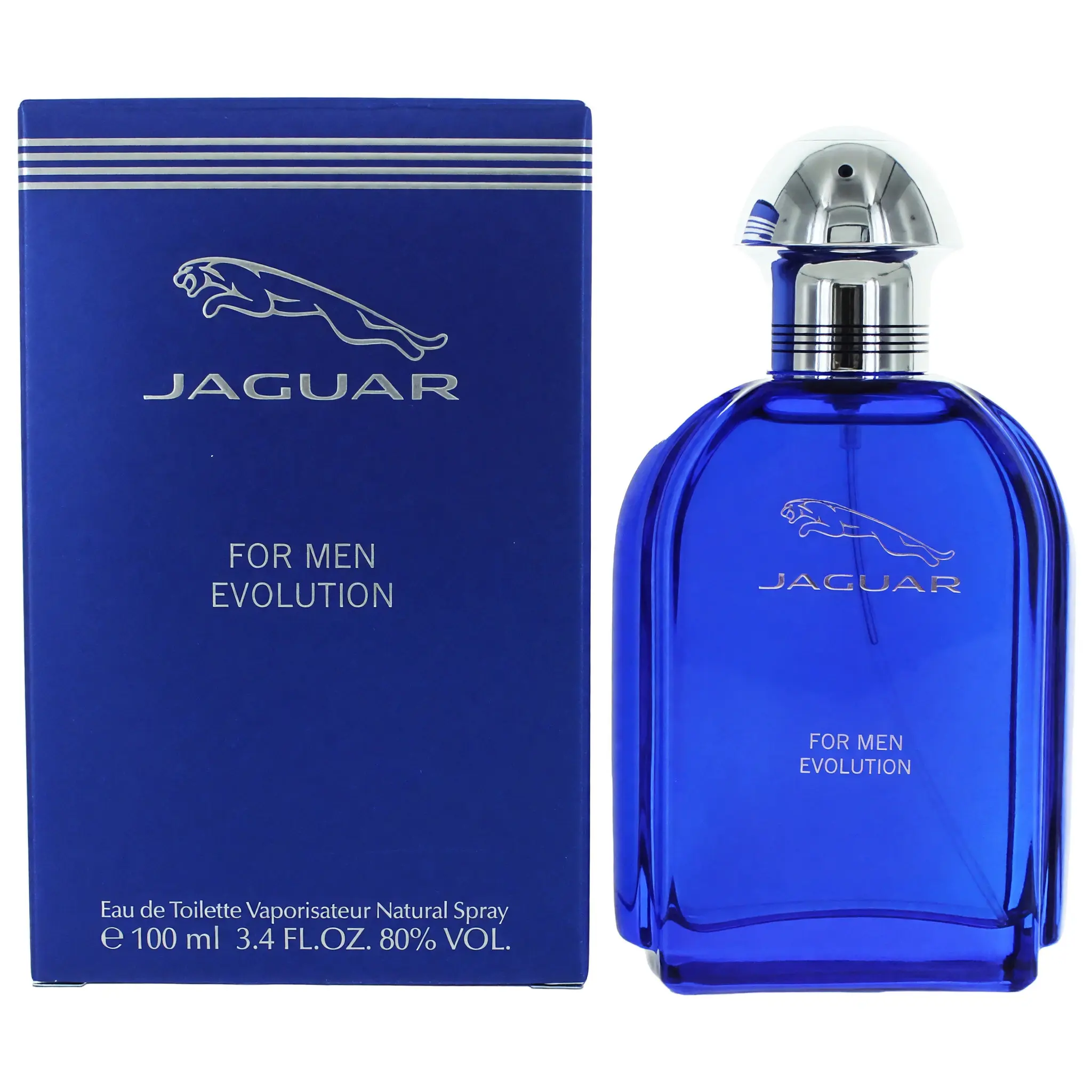 Jaguar Evolution by Jaguar Men's 3.4oz EDT Perfume Spray - Citrus, Bergamot, Lavender, Amber & Herb Fresh Blend Cologne in Metallic Silver Bottle