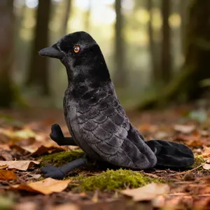 Realistic crow plush toy, soft and plush, exquisite details, creative gift, unique ornament. A charming decorative piece for the study, bedroom, or living room. A quirky animal doll, suitable for animal lovers, and a perfect gift for boys and children.