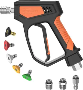 Heliwoo Pressure Washer Gun, 5000 PSI / 10.5 GPM with 3/8" Swivel Plug & M22-14mm/15mm Fittings, 5 Nozzle Tips, Suitable for Most Pressure Washers