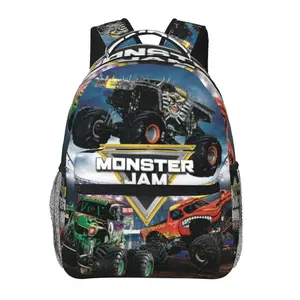Men's Monster truck Backpack Cute Lightweight Monster trucks Laptop Backpack Casual travel Daypack Monster truck toys stuff for friends, colleagues, family