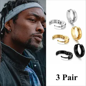 3 Pairs 316L Surgical Stainless Steel Small Hoop Earrings for Men Women Hypoallergenic Huggie Hoop Earrings Cartilage Helix Lobes Sleeper Hoop Earrings Set 20G 12mm