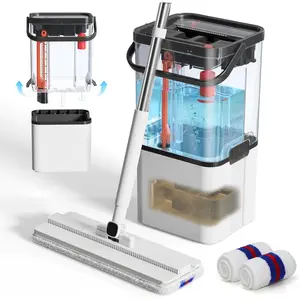 Mop and Set, 2026 Flat Mop and System with 2 Pads, Mop with Wringer Set, Spray, Auto Dirty Separation Keep Fresh, Mops for