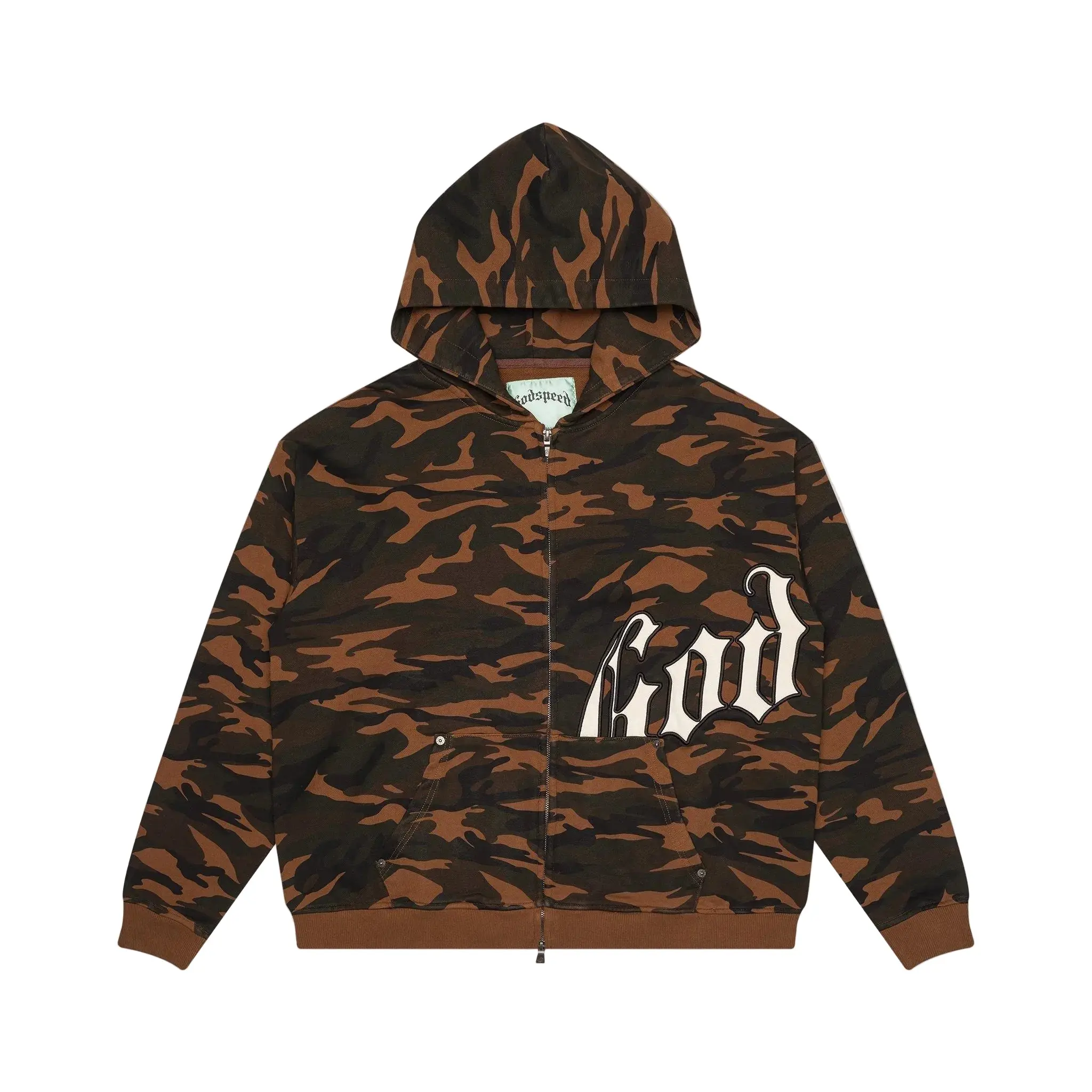GODSPEED OG LOGO BROWN CAMO ZIP HOODIE
