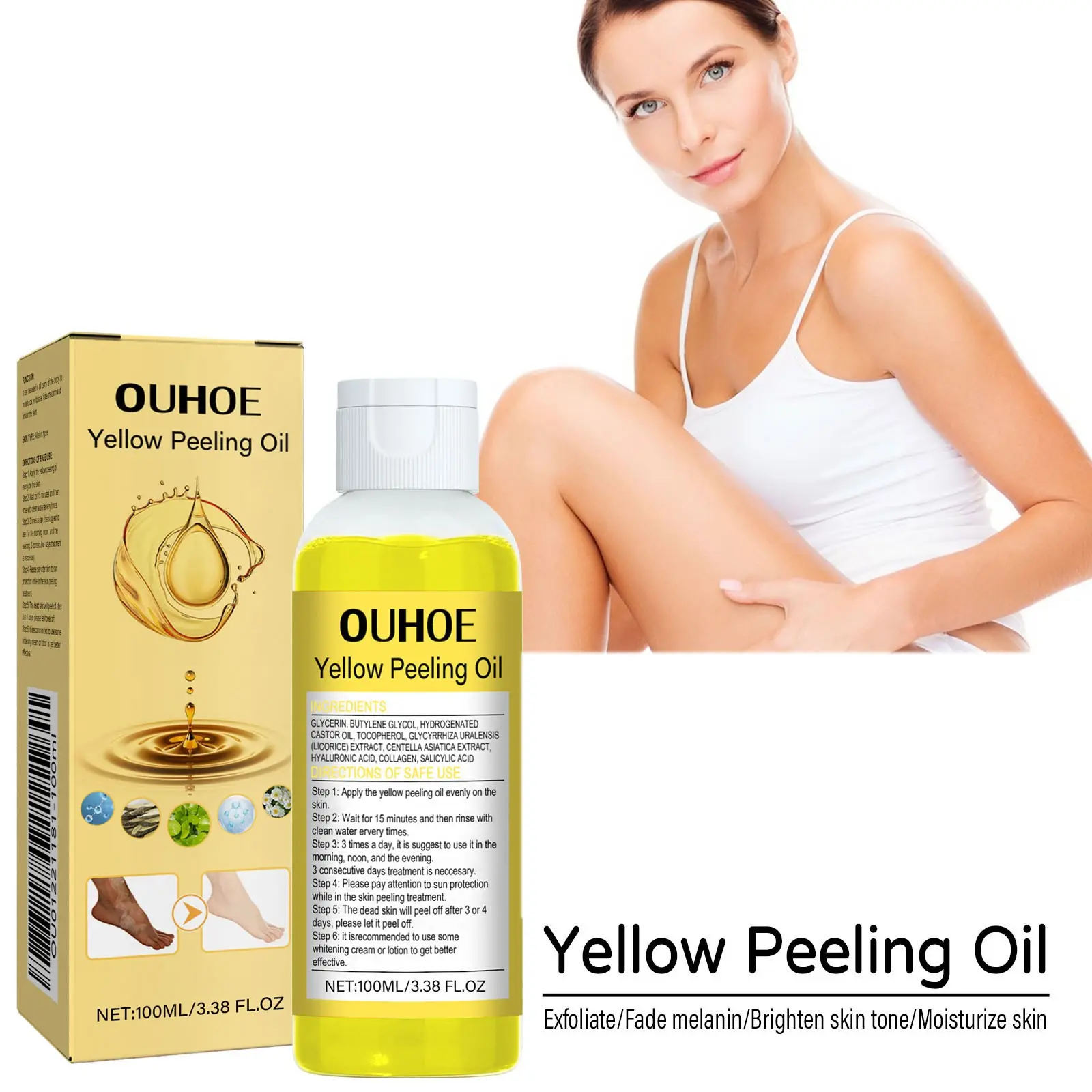 Exfoliating Glow Antioxidant Wellness Body Oil for Skin, Hydrating and Moisturizing Body Care, Brightening and Cleansing for Radiant Fairer Skin