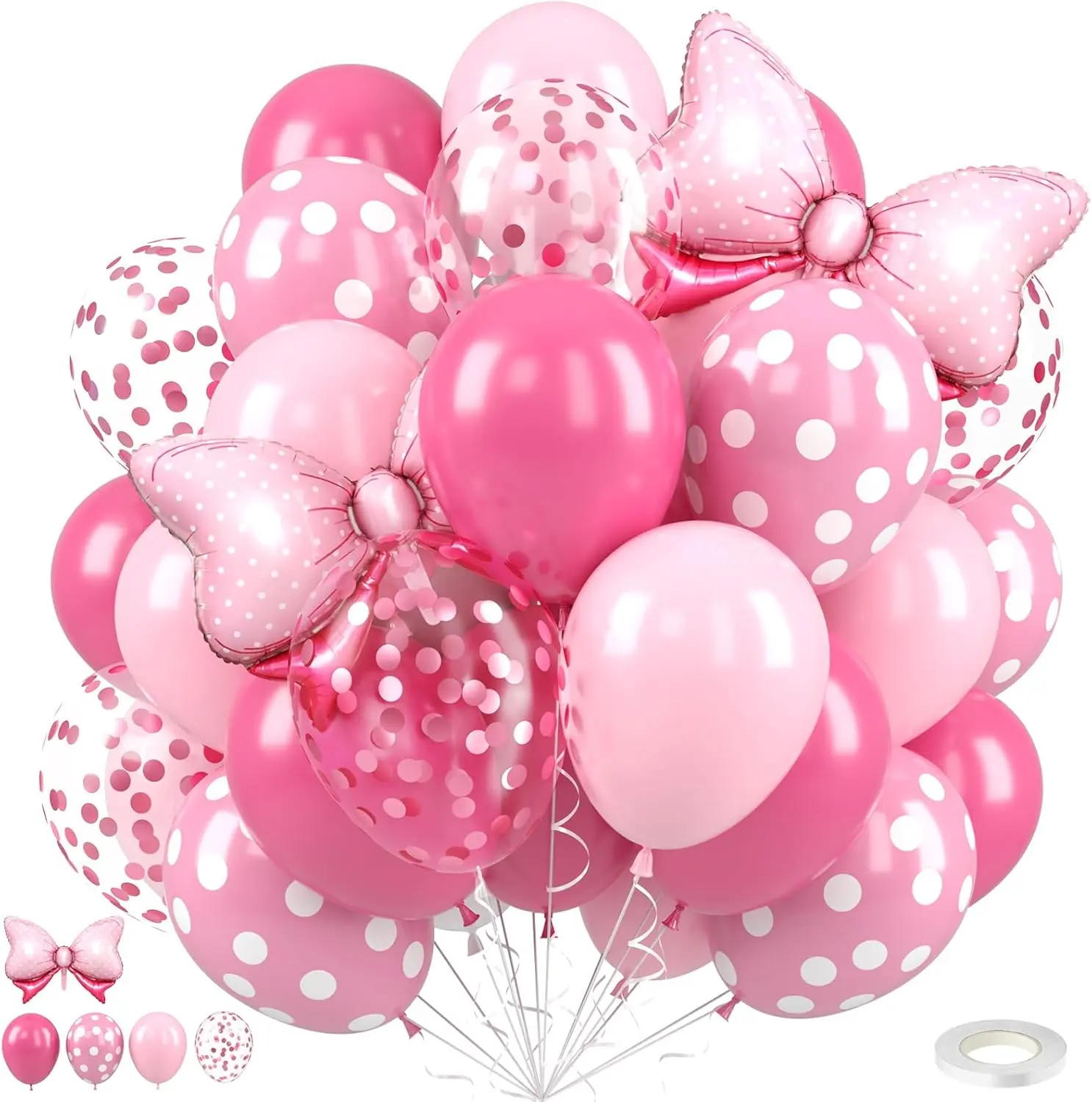 Black Bow Balloons,12 Inch Bow Print Black and White Balloons with Clear Bow Print Balloon for Girls Birthday Wedding Bridal Party Decorations