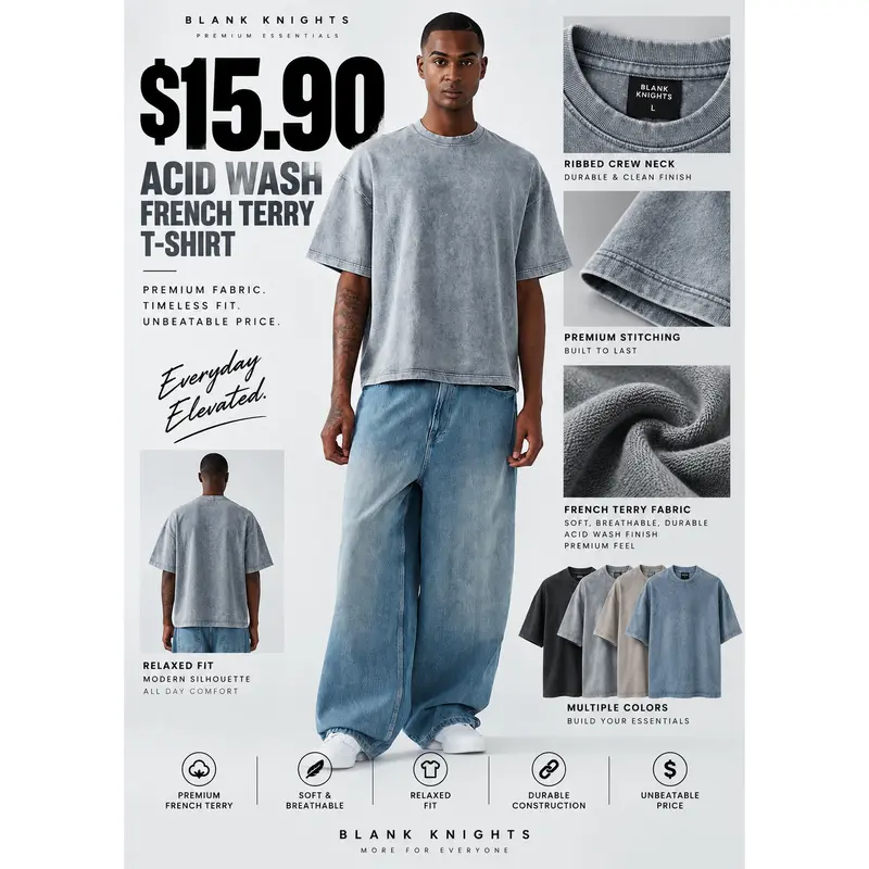 11 OZ Oversized Garment Dyed French Terry T-Shirt