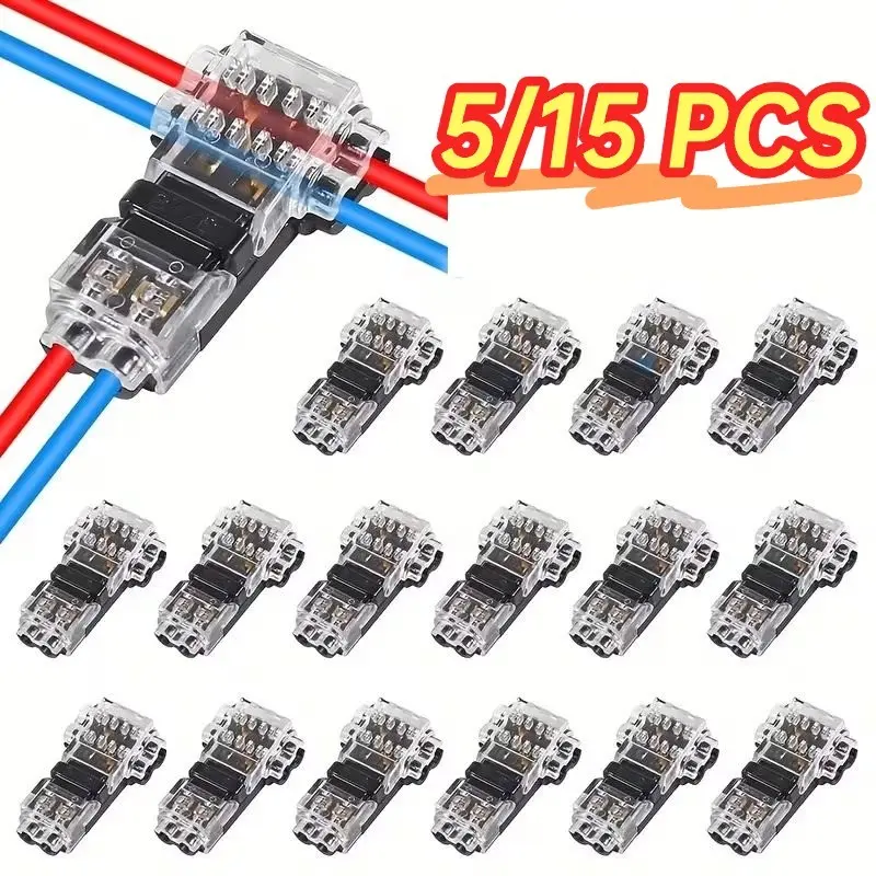 1/5/15/20pcs T Type Wire Connector 2 Pin Quick Connect Connector Automotive Wire Splice Connector, 3 Way Terminals Electrical Wire Splicing Connection for Vehicle Audio Video Durable Reliable Connectors Cable Connector