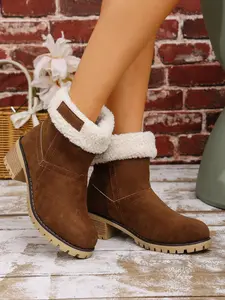 Women's High-Top Snow Boots, Fall Winter New Mid-Calf Booties, Warm Fleece Lined Thick Sole, Fashion Classic Round Toe, Outdoor Casual Comfort