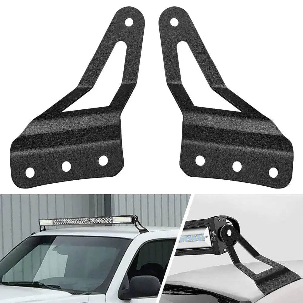 Nilight 1 Pair 52-Inch Curved Light Bar Mounting Brackets - Truck Accessories for 2007-2013 Chevy Silverado, Suburban, Avalanche, Tahoe & GMC Sierra 1500, 2007-2014 Yukon Upper Windshield Roof Cab, 07-13 Avalanche