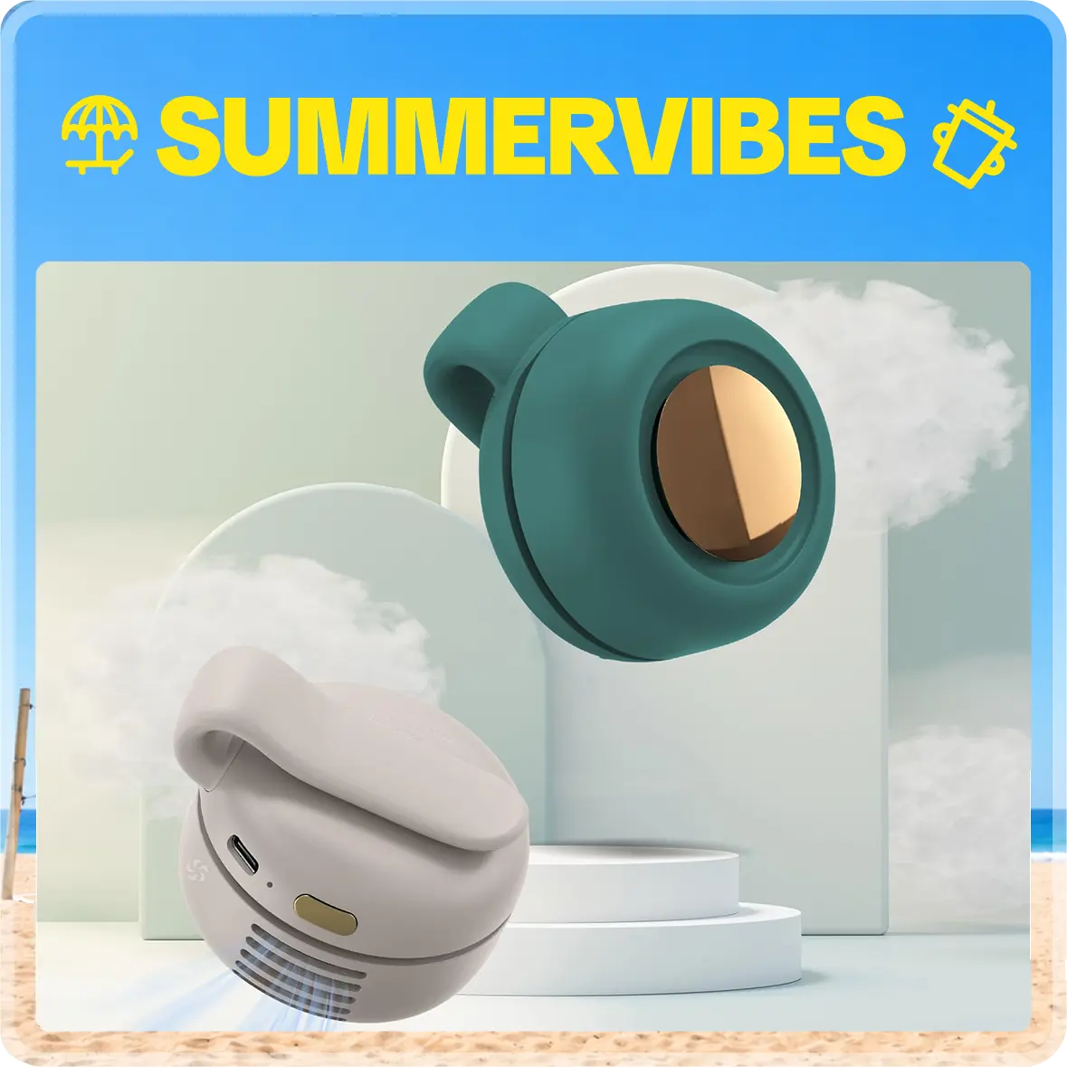 CORd Portable Silent Mini Bladeless Electric Fan with Rotating Body and Three-speed Adjustable Silent Cooling, Clip-on Fan, Waist-mounted Fan, Suitable for Outdoor Travel and Office Use, Summer Gift