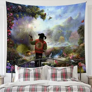 Rapper in The Garden Of Eden Pattern Tapestry,  Wall Hanging Tapestry for Bedroom Living Room Dormitory Decoration, Wall Decoration, Home Decor, Tree, Flowers