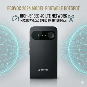 ECOVOX Global eSIM Hotspot Auto-Switch AT&T/T-Mobile/Verizon 150Mbps 4G LTE FCC Certified Pocket-Sized for Airport RV Tinder Date Rescue Free 1GB Data 86g Portable Router