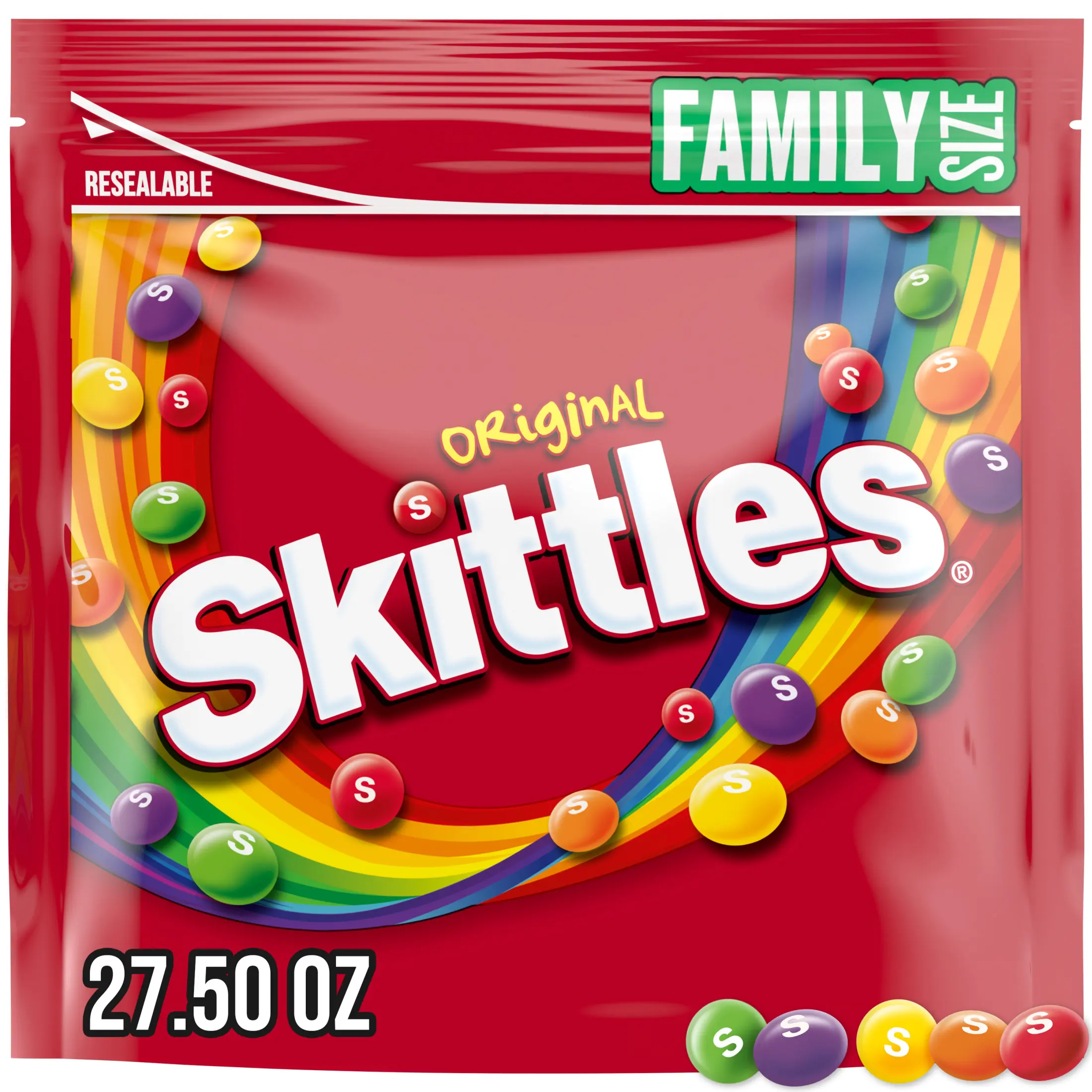 Skittles Original Chewy Candy, Family Size Resealable Bag, 27.5 oz
