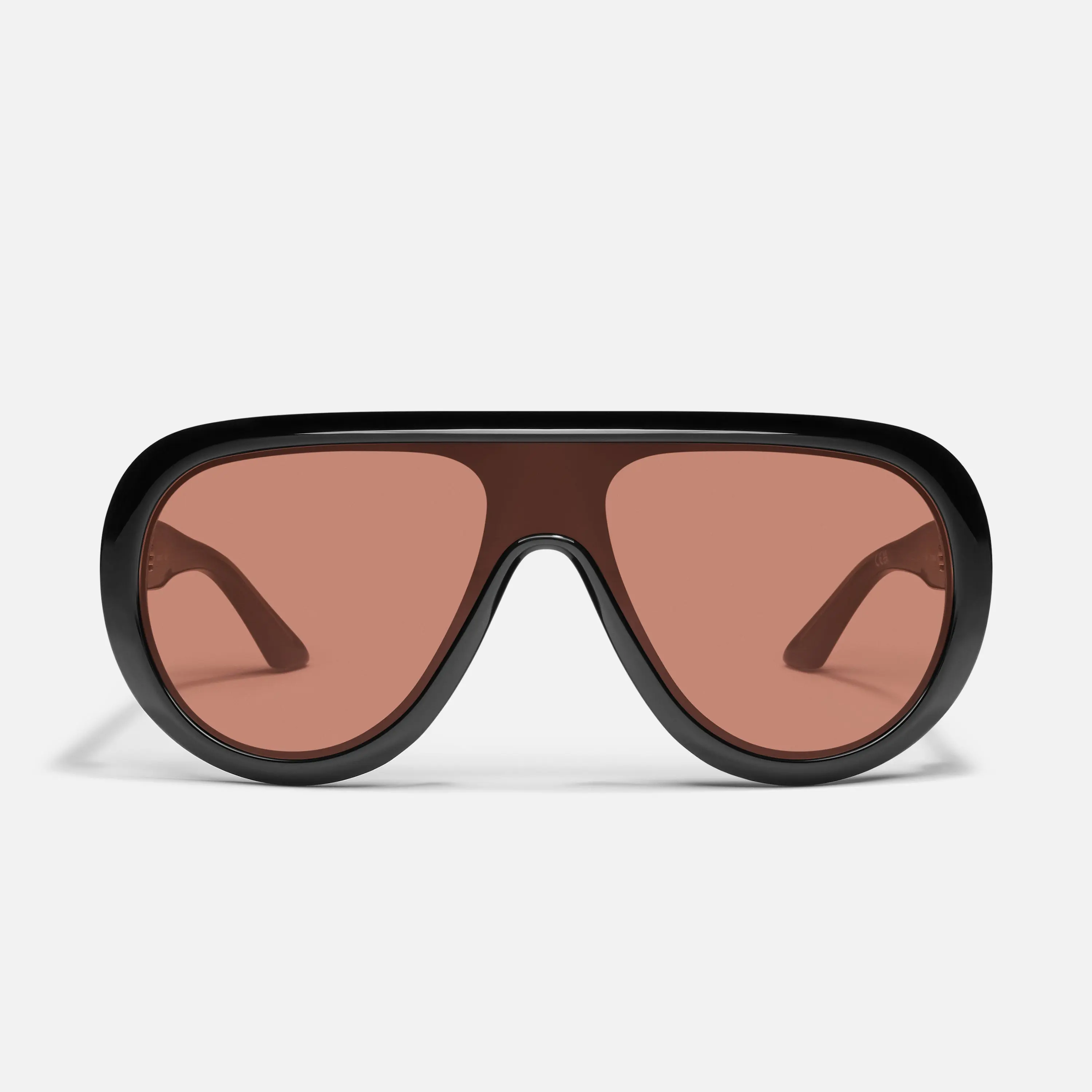 QUAY - SET LIST Tinted Lens Glasses Polarized Aviator Sunglasses Aviator Shield Shape Standard Arms Exposed Inner Core Detail