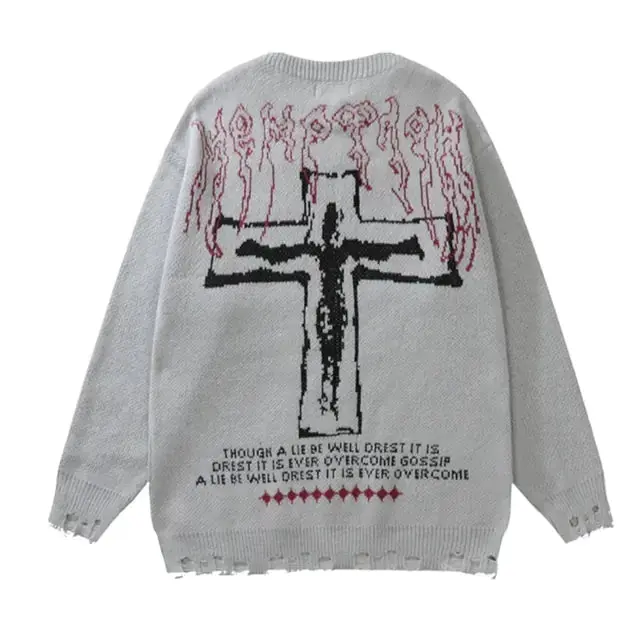 Y2K Grunge Vintage Ripped Knit Sweaters Streetwear