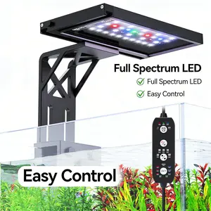 Seaoura Clip On 24/7 Lighting Aquarium LED Light Sunrise-Daylight-Moonlight and DIY Mode Adjustable Timer/Brightness Fish Tank Light with Seven colors for Planted Tank (14W for 12~20in Tank) Full Spectrum Brackets aquariumlight