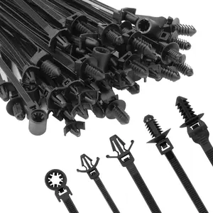 110 count Automotive Installation Black Push Mount  Zip Ties Assorted Sizes, Heavy Duty Self-Locking UV Resistant Wire Ties - For Indoor Wire Bundling, Construction, Automotive