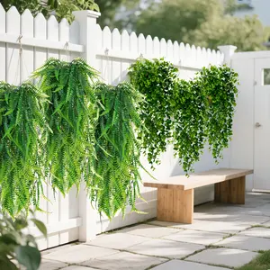 12pcs Outdoor Artificial Greenery Artificial Hanging Persian Fern and Ivy Perfect for Home, Garden, Wedding, Festival, Corridor, Wall and Front Door Decoration, Party Decoration, Various Festivals Halloween, Christmas, outdoor artificial green plants