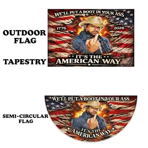 Toby Keith Red White And Blue 250th Flag, We'll Put A Boot Outdoor/ Tepastry/ Semi-Circular Flag