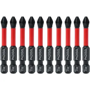 10 Pack Phillips PH2  Anti Slip  Bit Set 2" L TS2 Toolsteel HRC63 Anti-Slip Long Drill Bits 1/4 Hex Shank Cross Single and Double  Bits Screw Impact Driver Bits