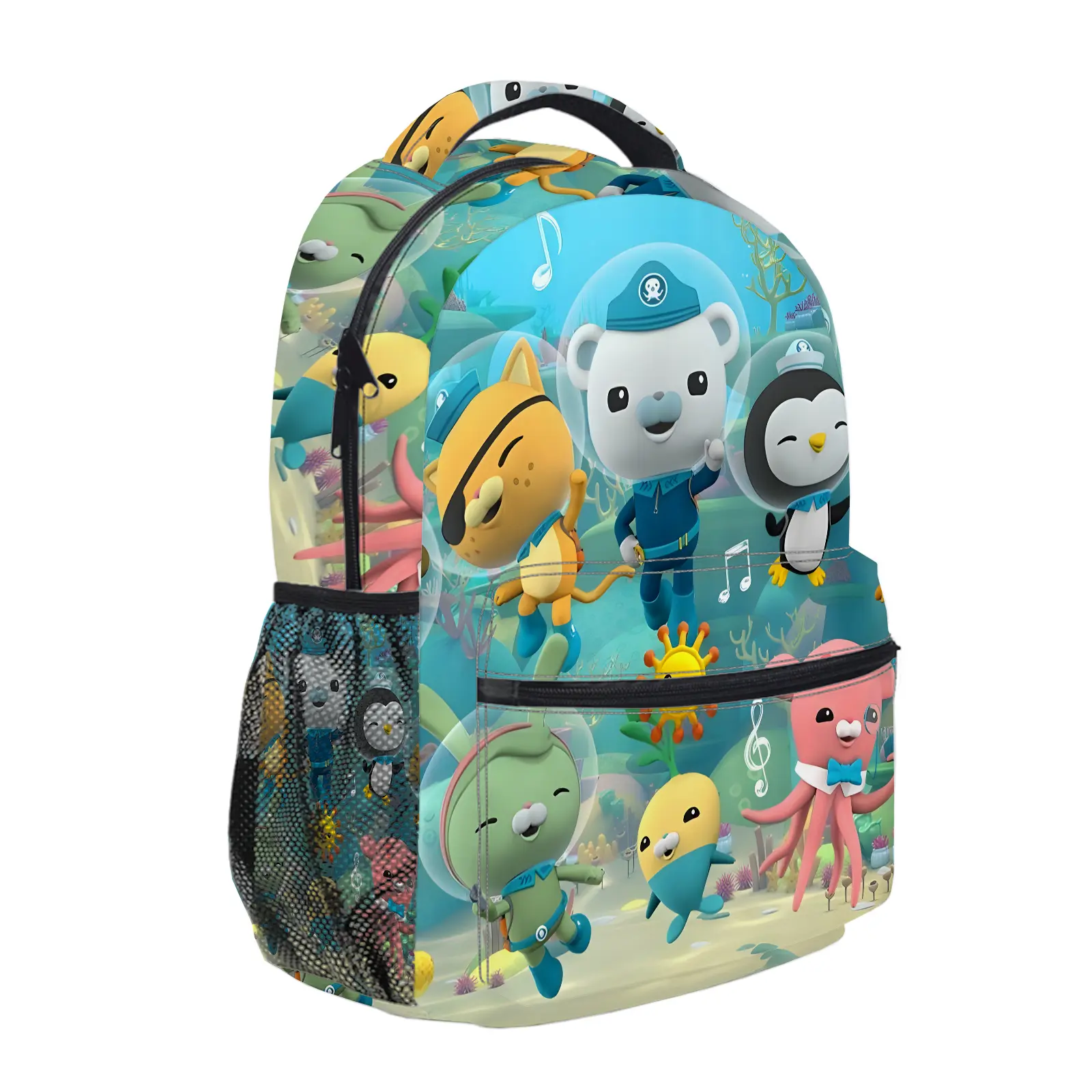 Octonauts Backpack for Girls, Y2K Fashion School Bag with Mesh Side Pockets, Aesthetic Cartoon Bookbag for Teens, Kids Lightweight Travel Daypack for Back to School b-157