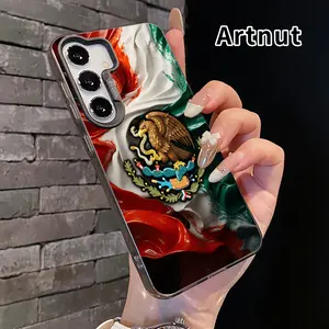 Hard Phone Case Compatible with Samsung Galaxy S24 Plus S25 S23 S22 Ultra S23+ Mexican Flag's Pride Pattern IMD Hybrid Scratch-resistant Ultra Slim Back Cover Gift for Girl