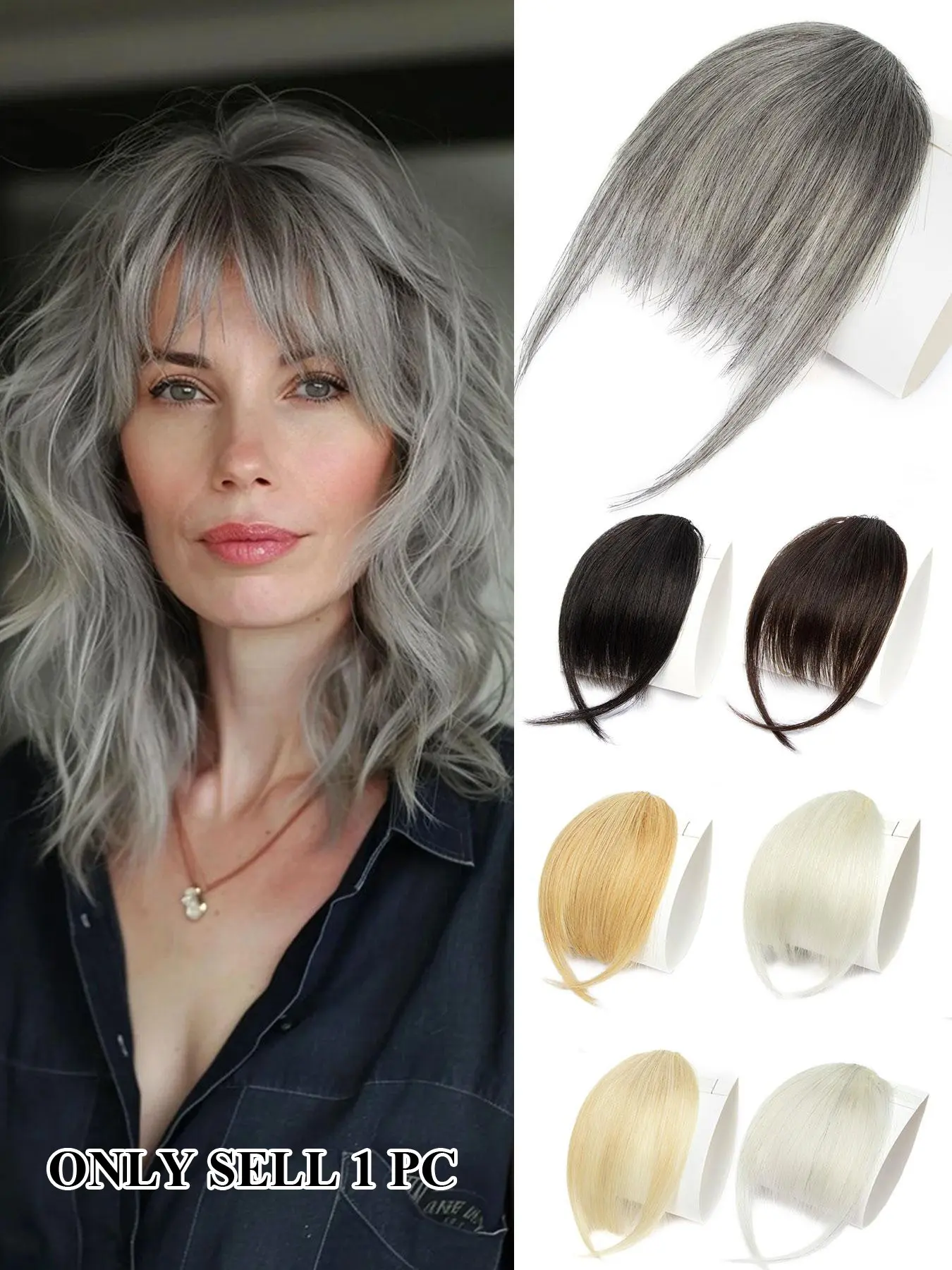 1pc Real Hair Air Bangs Airy Lightweight Natural Straight Hair Extension, Perfect for Everyday Use, Natural Appearance, Natural Looking Hair, Easy to Style, Convenient Use, Human Hair, Realistic Hairpiece