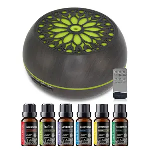 550ml Remote Controlled Oil Diffuser with 6 Blends, 7 LED Colors & Auto-Off for Home & Office