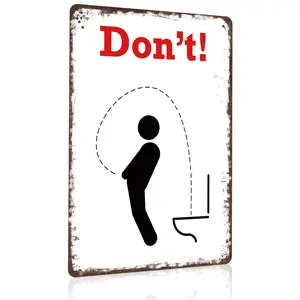 8x12 Inch Aluminum Metal Sign - "Don't!" Funny Men's Bathroom Aim Reminder Decor |   Ideal for Home, Man Cave, Bar, Gym, and Public Men's Restrooms |   Retro Rustic Tin Plaque, Easy to Mount, Practical & Hilarious Toilet Humor