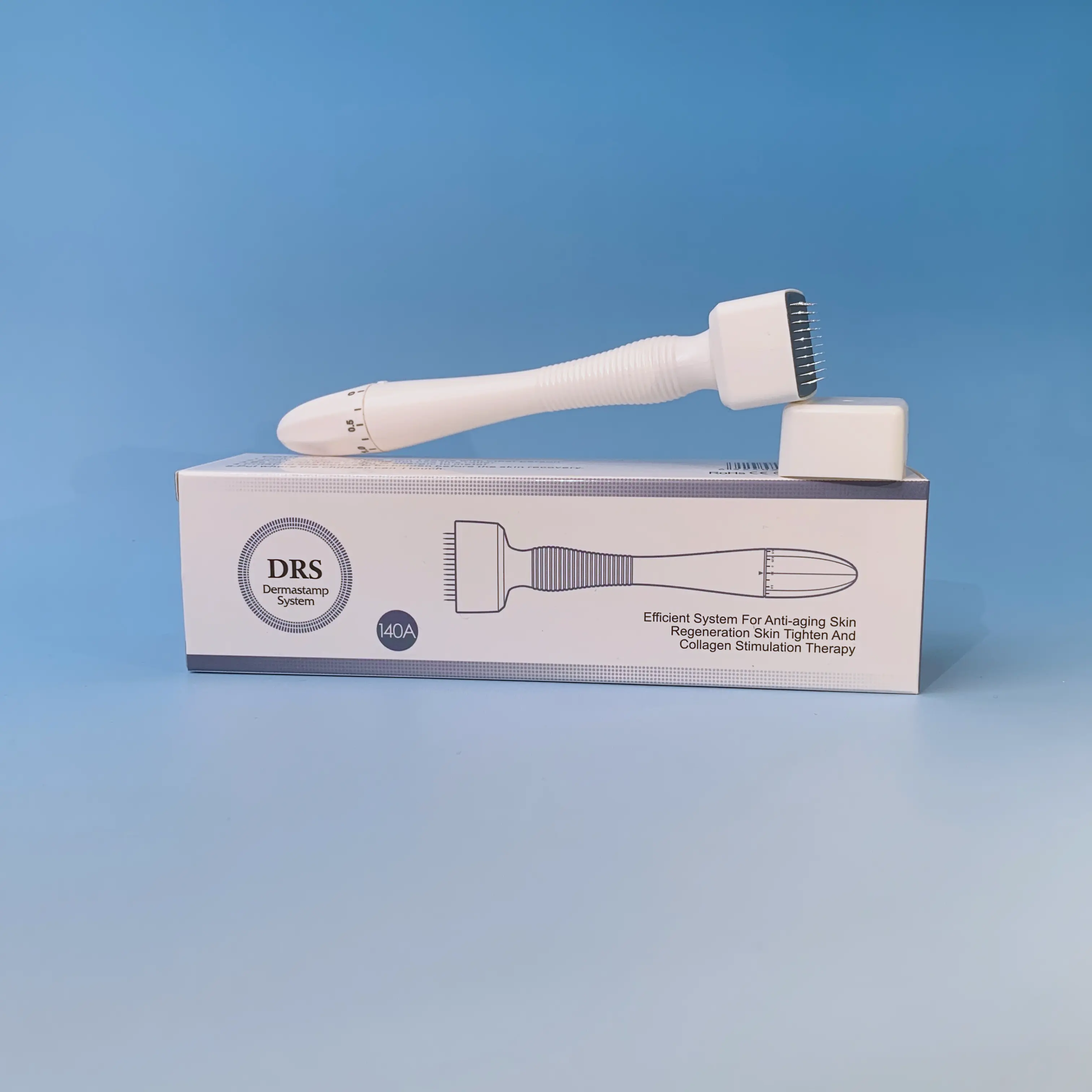 Adjustable Derma Stamp, 140 Titanium Pins to Boost Serum Absorption - Reusable Cosmetic Tool with Ergonomic Handle for Face, Beard & Hairline, Lightweight, Single Item, Suitable All, Absorbs Better, Handheld Tool, Nourishing, 100G, 140 Pin, Facial, Gentle