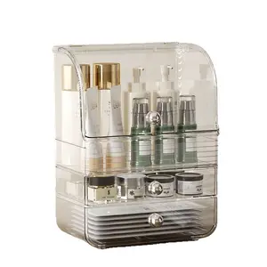 Dustproof Drawer-Type Desktop Cosmetic Storage Box, Vanity Organizer for Skincare and Lipstick Makeup Holding