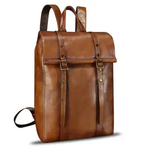 Genuine Leather Backpack for Men Vintage Handmade Leather Rucksack Knapsack Purse Daypack for Travel Laptop Notebook