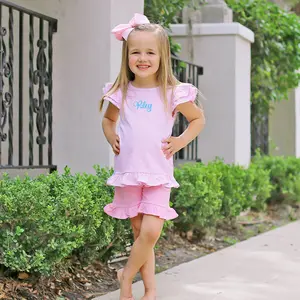 Milly Stripe Ruffle Short Set - Girls 2Pc Soft Knit Outfit