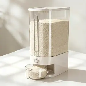 22Lbs Large Rice Dispenser with Measuring Cup,  Cereal Container Food Grain Storage for Kitchen Pantry, Bulk Rice Pet Food Holder Plastic Airtight Bin