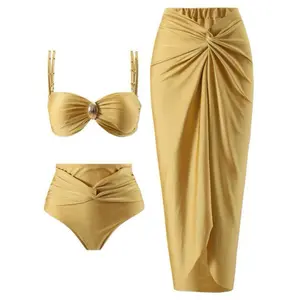 Miami Vice Golden Hour 3Pc Swimwear Set - Includes Bikini, Bikini Top & Skirt