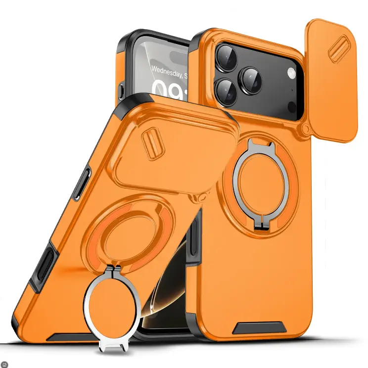 iPhone Case For iPhone 17 Pro Max with Camera Lens Protection Cover,360 Rotating Ring Kickstand Holder Military Grade Shockproof Protective Phone Cover