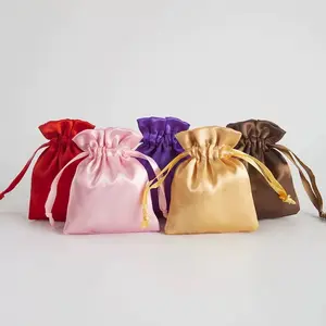 Gift Bags with Drawstring, Silk, Random Color