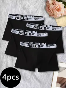 Black men's boxer briefs | HELLO printed waistband | soft and breathable underwear
