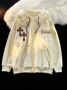 Women's Casual Fashion Letter Print Hooded Long Sleeve Sweatshirt, Loose-Fitting Home Wear, Fall & Winter Outdoors Walkwear