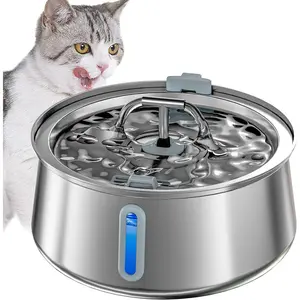 Stainless Steel  Water Fountain,Pet Water Fountain 4L/135oz Large Capacity, Water Dispenser with Water Level Window, Multiple Filtration, Quiet Automatic Pet Fountain Easy Clean,2Faucet