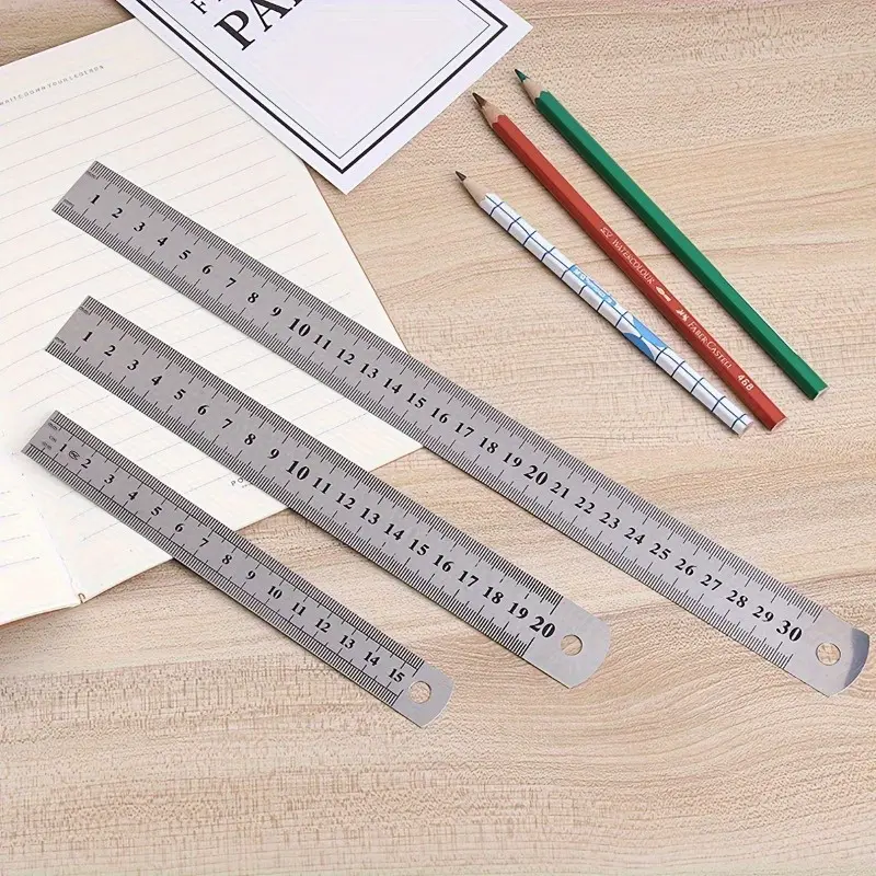 1pc Ruler Metal Straight Edge Ruler Stainless Steel Ruler,Painting, Drawing, Ruler, Steel Ruler, Double-sided Scale, Office Stationery, Ruler