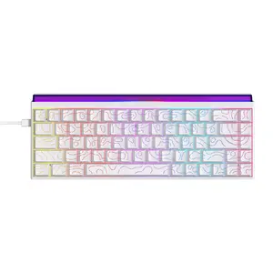 AJAZZ Mini 65% Gaming Mechanical Keyboard Red Switch 68 Key Compact Wired Office Keyboard NK68 Colorful Light Effect DIY Plug and Play Support Multiple Systems Suitable for Games, Mechanical Backlit Keyboard, Lighted Mechanical Keyboard