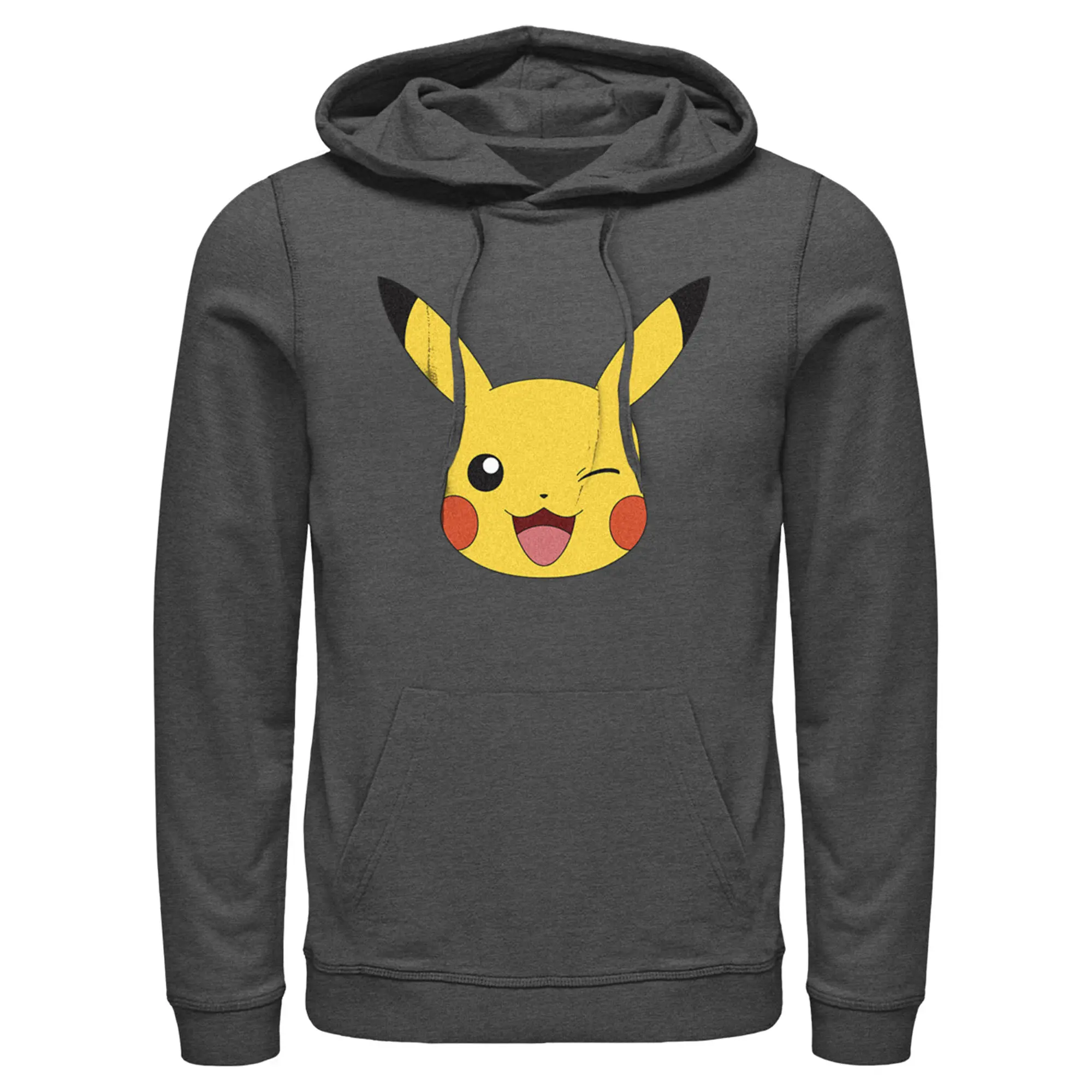 Men's Pokemon Pikachu Wink Face Pull Over Hoodie